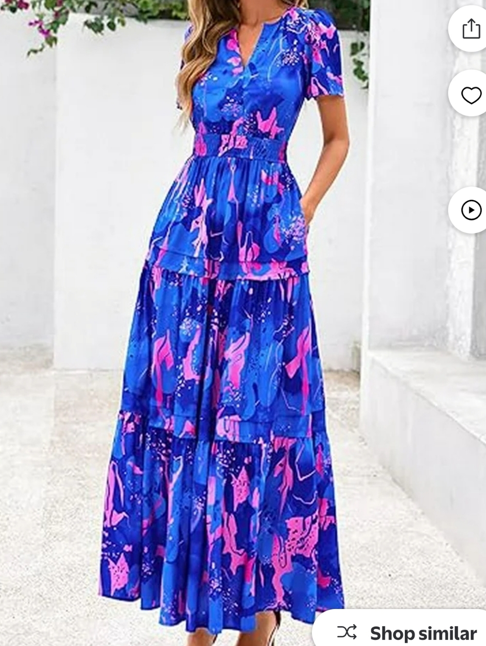 NWOT PrettyGarden Vibrant Blue and Pink Women's Midi Dress - Picture 3 of 11